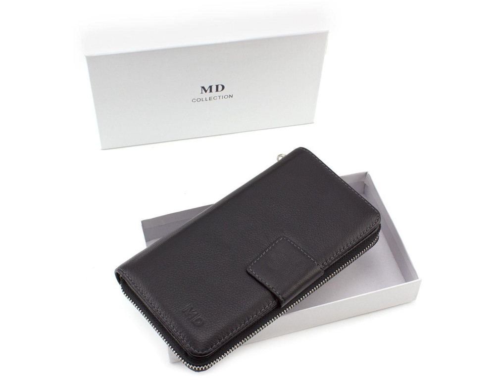 Чорний шкіряний клатч MD Leather 7m-183 - Фотографія № 7