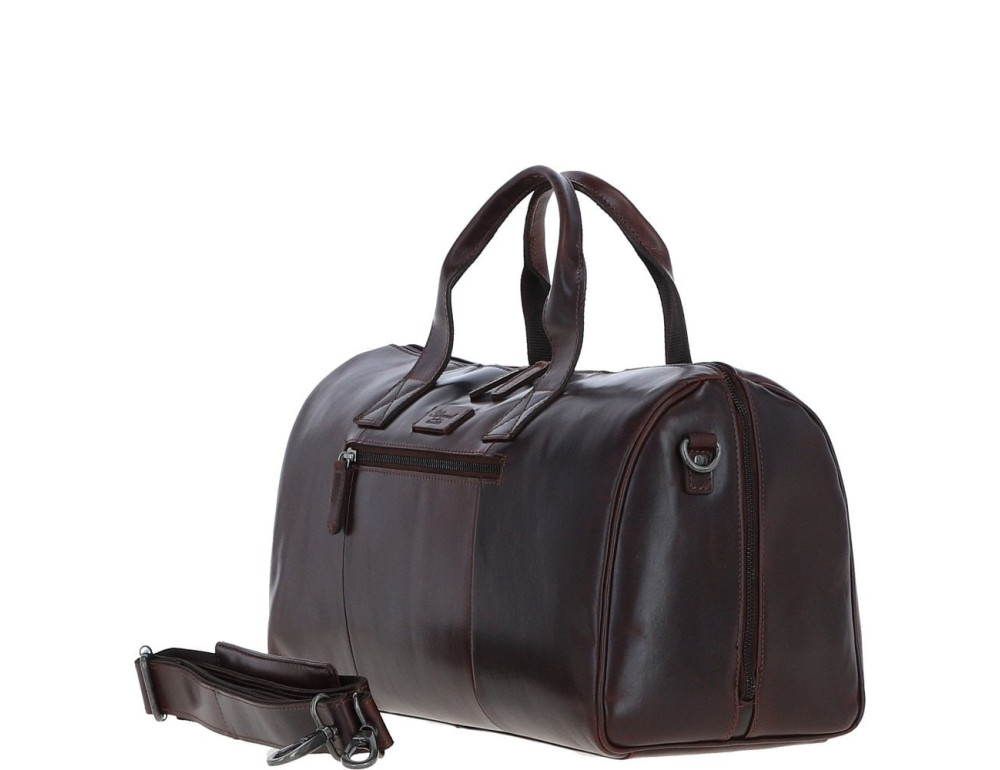 Чоловіча дорожня сумка з натуральної шкіри Ashwood P68 BRANDY Коричневий - Фотографія № 2