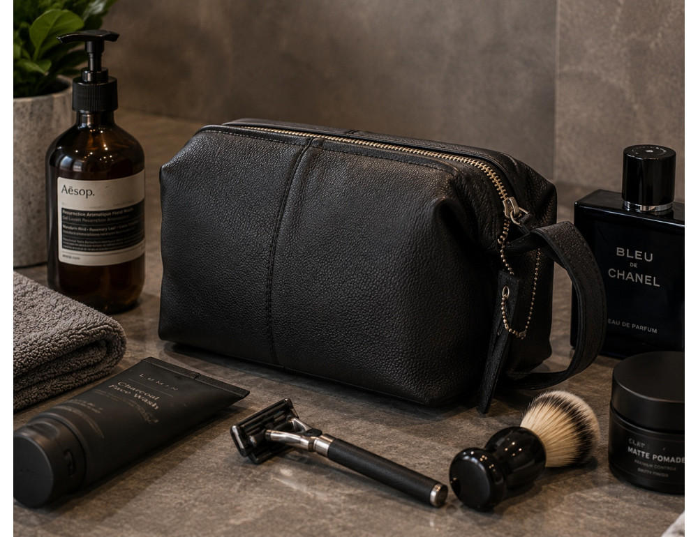 Чоловічий шкіряний несесер Ashwood Q47 BLK чорний - Фотографія № 2