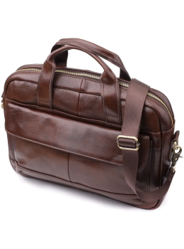 Чоловічий портфель із натуральної зернистої шкіри Vintage 23040 Коричневий