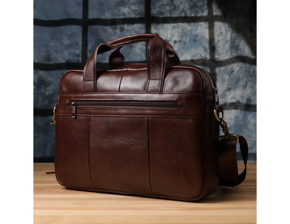 Чоловічий портфель із натуральної зернистої шкіри Vintage 23040 Коричневий - Фотографія № 10