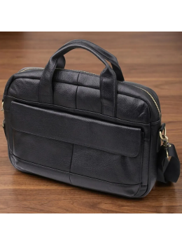 Чоловічий портфель із натуральної зернистої шкіри Vintage 23041 Чорний
