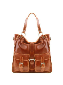 Велика жіноча шкіряна сумка світло-коричневого кольору Tuscany Leather MELISSA TL140928 Med