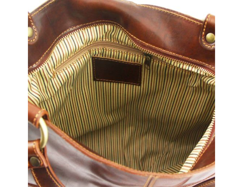 Велика жіноча шкіряна сумка світло-коричневого кольору Tuscany Leather MELISSA TL140928 Med - Фотографія № 3