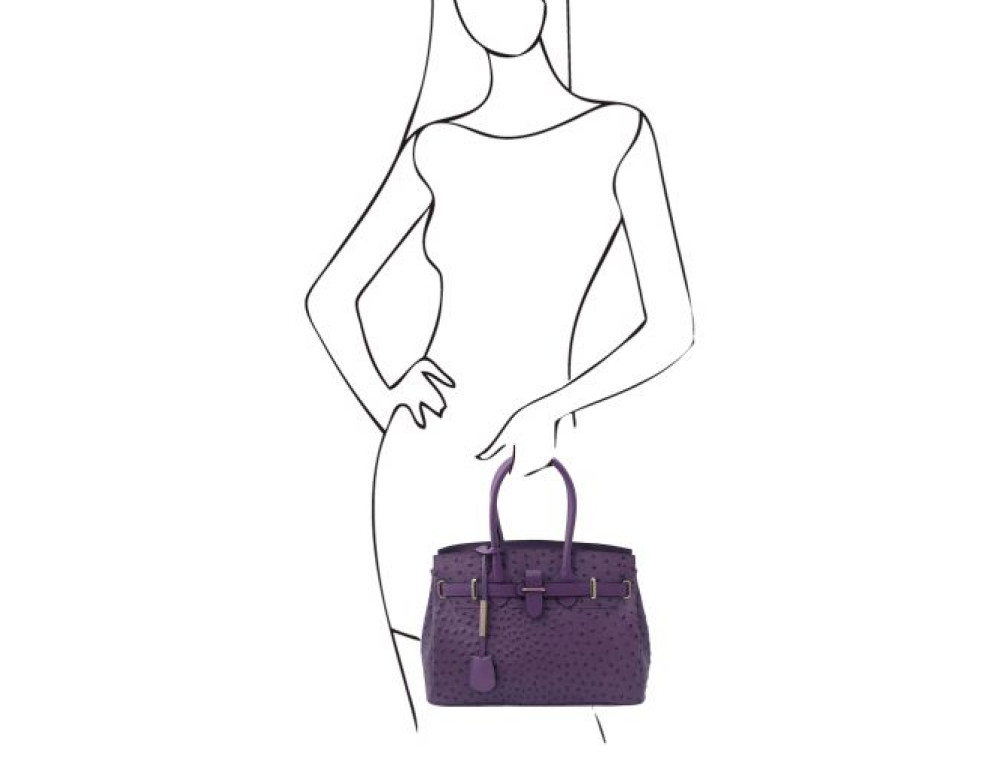Фіолетова жіноча сумка зі страусиної шкіри Tuscany Leather TL142120 Purple - Фотографія № 2