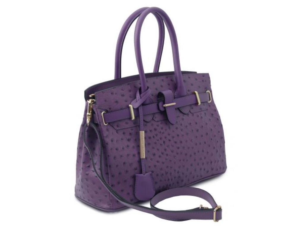 Фіолетова жіноча сумка зі страусиної шкіри Tuscany Leather TL142120 Purple - Фотографія № 3