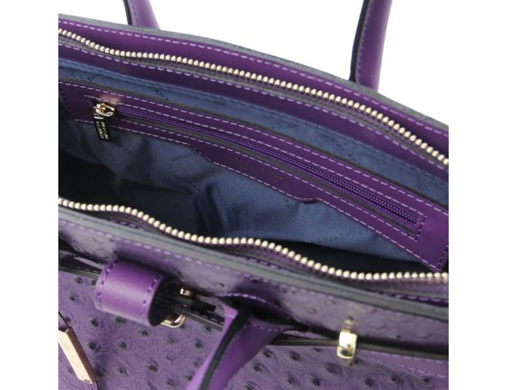 Фіолетова жіноча сумка зі страусиної шкіри Tuscany Leather TL142120 Purple - Фотографія № 6