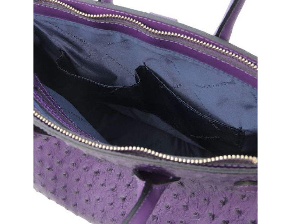 Фіолетова жіноча сумка зі страусиної шкіри Tuscany Leather TL142120 Purple - Фотографія № 7