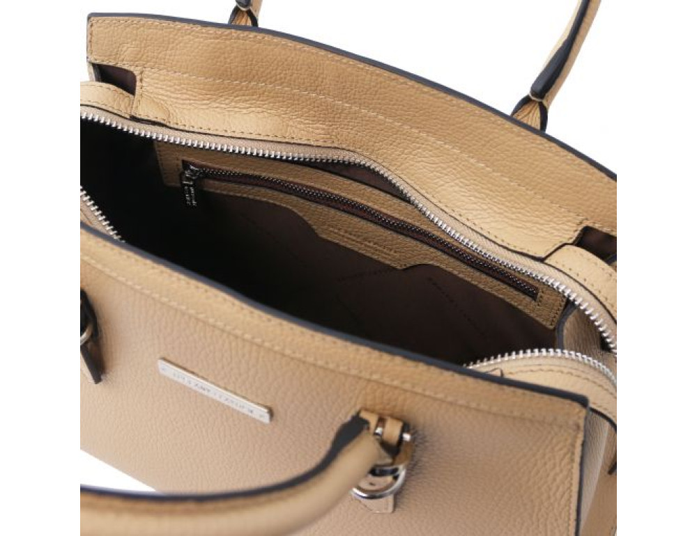 Жіноча шкіряна сумка бежевого кольору Tuscany Leather TL142147 Champagne - Фотографія № 7