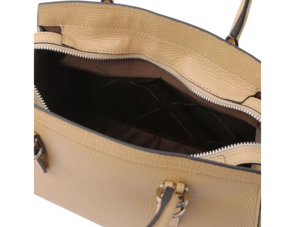 Жіноча шкіряна сумка бежевого кольору Tuscany Leather TL142147 Champagne - Фотографія № 8