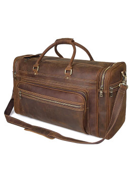 Эксклюзивная мужская кожаная дорожная сумка John McDee JD7317LR (Коричневая)