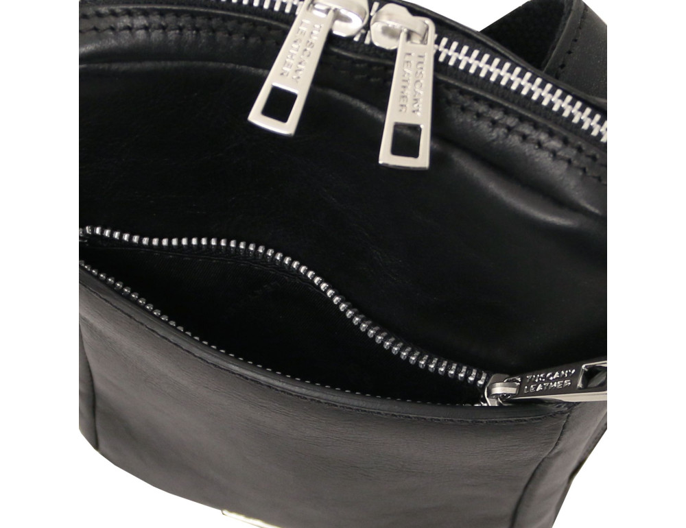 Чоловіча шкіряна сумка через плече Tuscany Leather TL142428 Mark (чорна) - Фотографія № 4