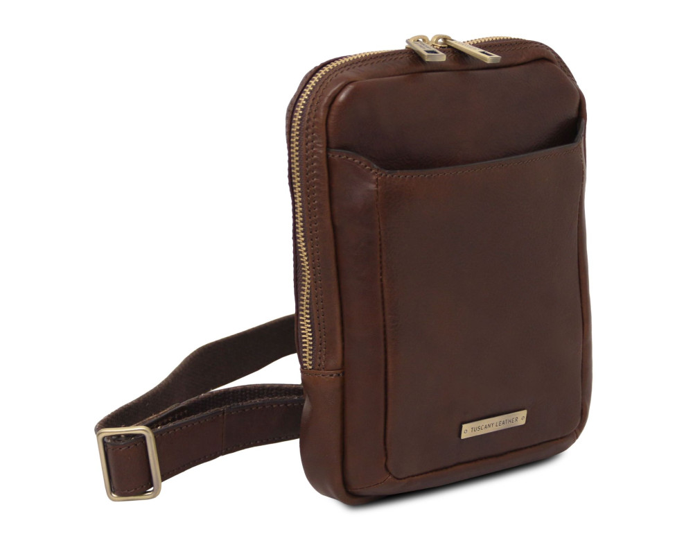 Чоловіча шкіряна сумка через плече Tuscany Leather TL142428 Mark (темно-коричнева) - Фотографія № 2