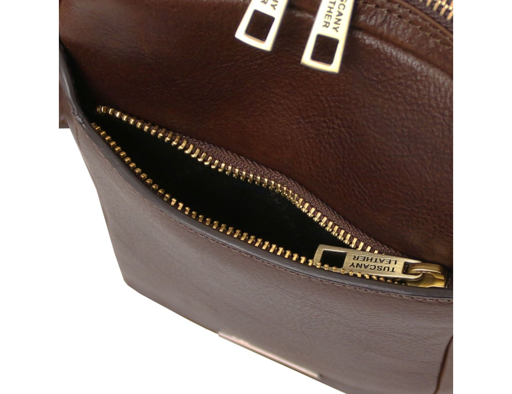 Чоловіча шкіряна сумка через плече Tuscany Leather TL142428 Mark (темно-коричнева) - Фотографія № 5