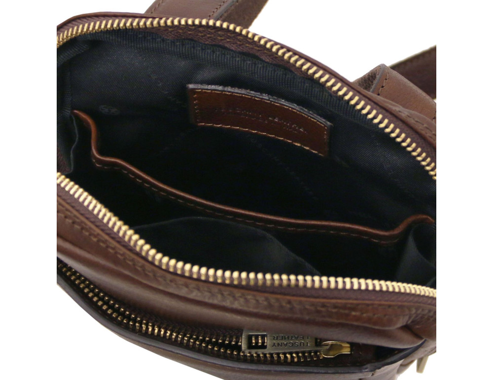 Чоловіча шкіряна сумка через плече Tuscany Leather TL142428 Mark (темно-коричнева) - Фотографія № 6