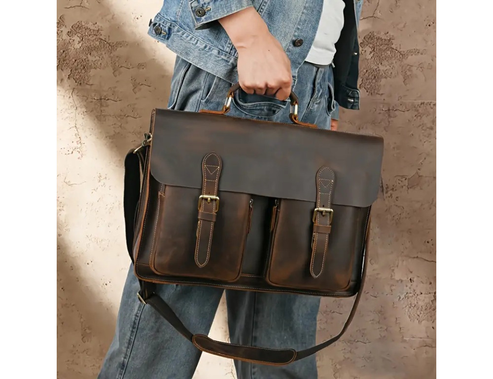 Чоловічий шкіряний портфель Tiding Bag Bx9033DB - Фотографія № 2