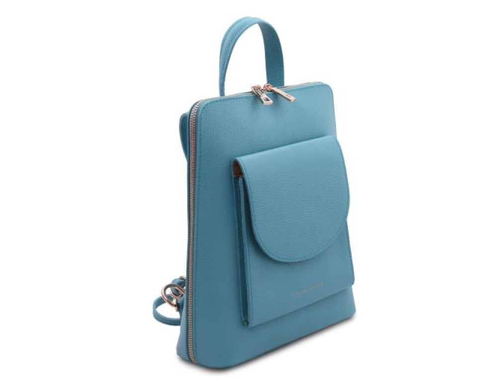 Жіночий шкіряний рюкзак Tuscany Leather TL142092 (Блакитний) - Фотографія № 3
