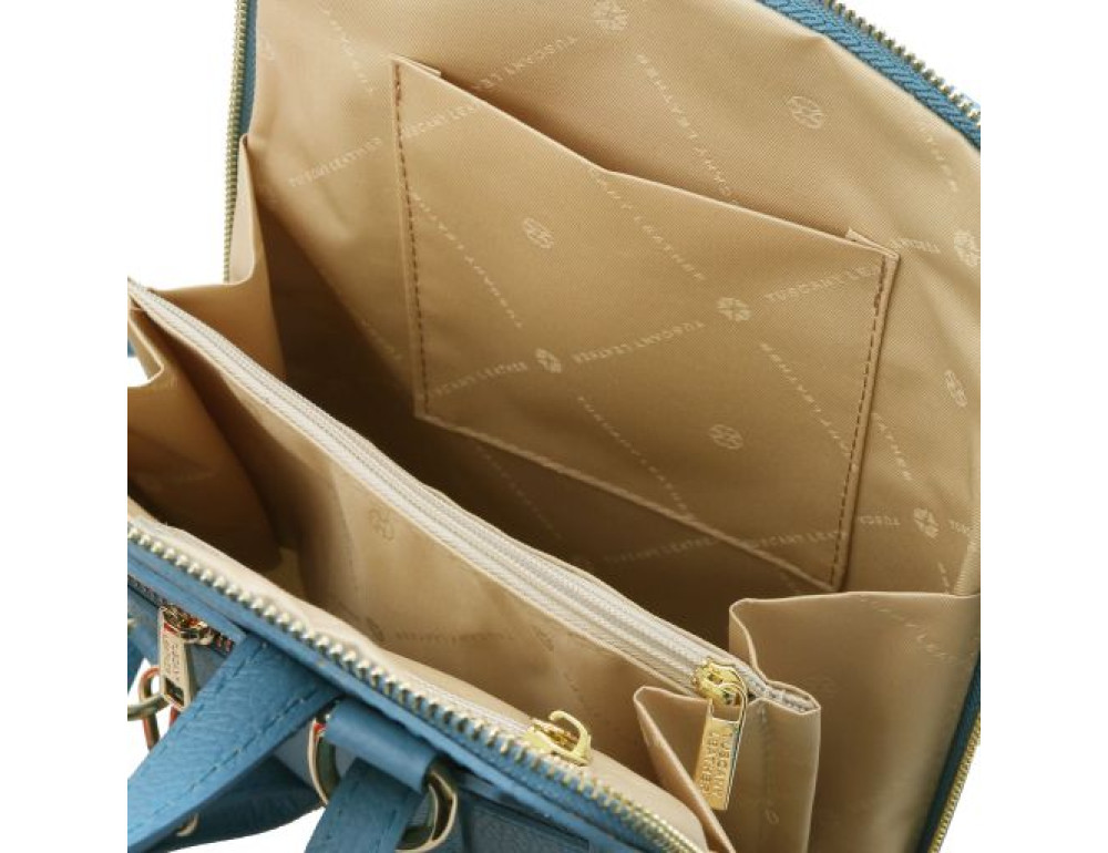 Жіночий шкіряний рюкзак Tuscany Leather TL142092 (Блакитний) - Фотографія № 7