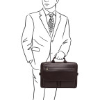 Молодіжний шкіряний портфель коричневого кольору Newery N9523GC - Фотографія № 111