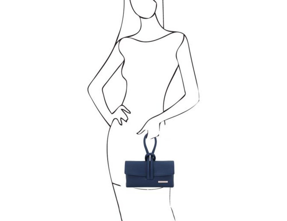 Темно-синя жіноча сумочка-клатч Tuscany Leather TL141990 Navy Blue - Фотографія № 2