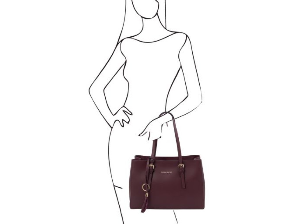Бордова жіноча сумка з натуральної шкіри Tuscany Leather TL142037 Bordo - Фотографія № 2