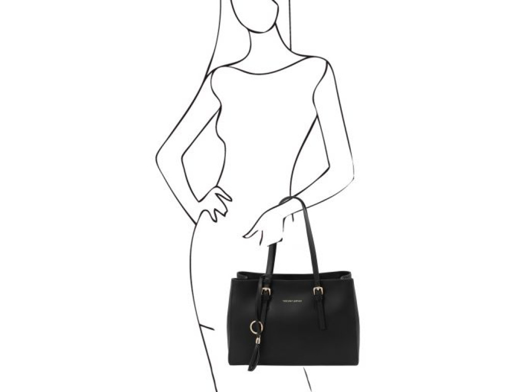Чорна жіноча сумка з натуральної шкіри Tuscany Leather TL142037 Black - Фотографія № 2