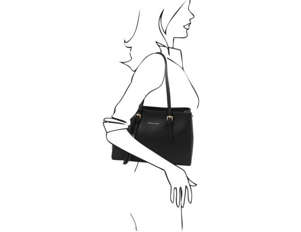 Чорна жіноча сумка з натуральної шкіри Tuscany Leather TL142037 Black - Фотографія № 7