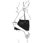 Чорна жіноча сумка з натуральної шкіри Tuscany Leather TL142037 Black - Фотографія № 106