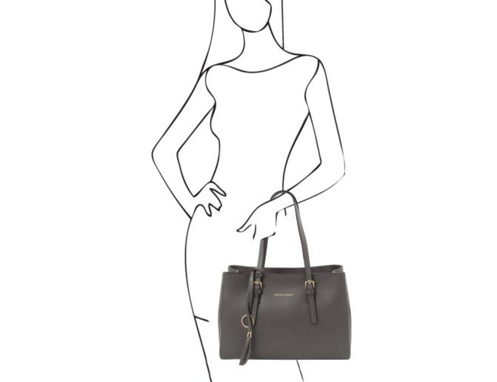 Сіра жіноча сумка з натуральної шкіри Tuscany Leather TL142037 Gray - Фотографія № 2
