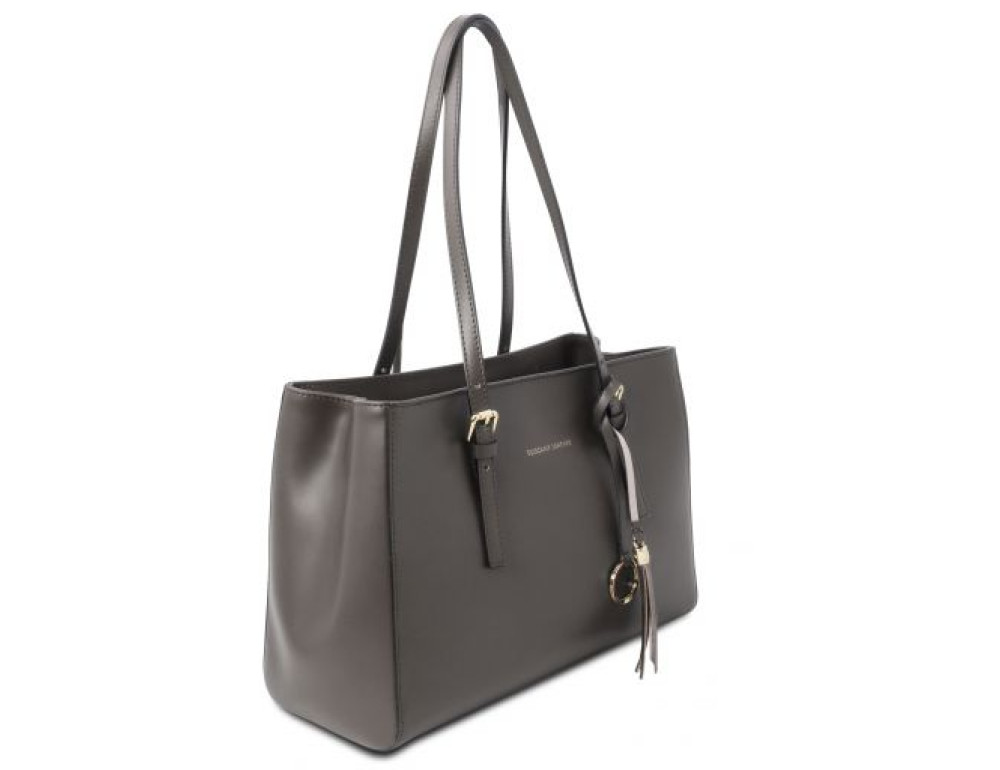 Сіра жіноча сумка з натуральної шкіри Tuscany Leather TL142037 Gray - Фотографія № 3
