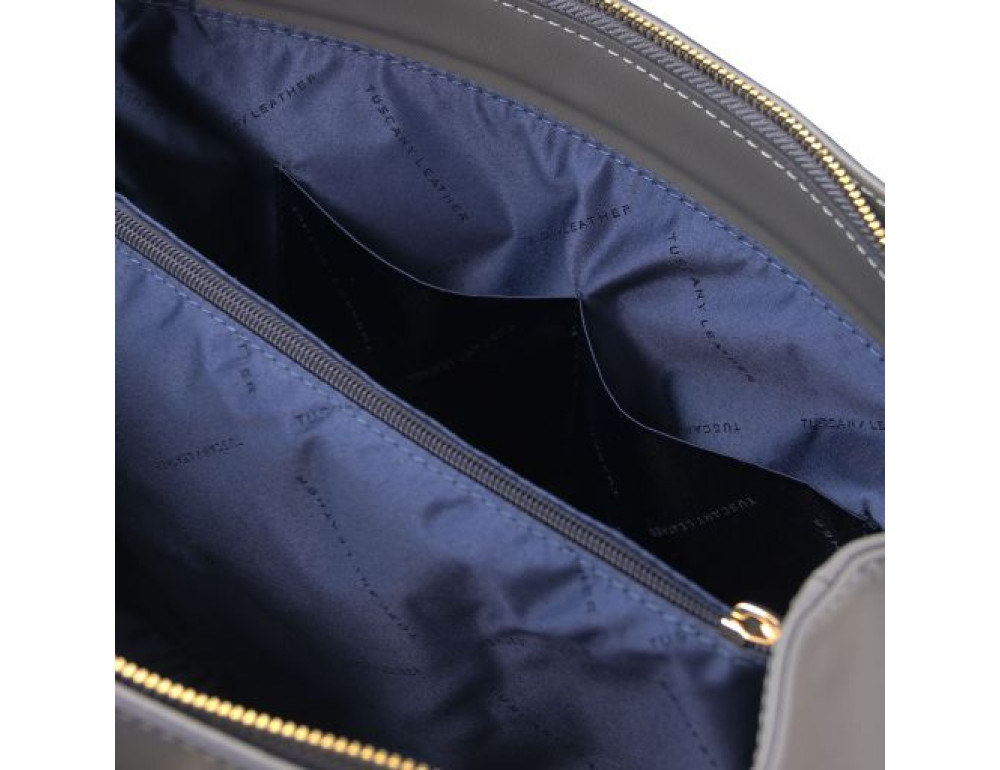Сіра жіноча сумка з натуральної шкіри Tuscany Leather TL142037 Gray - Фотографія № 6