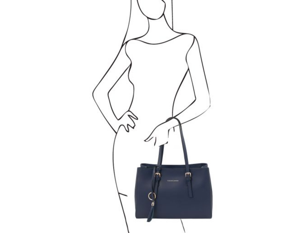 Темно-синя жіноча сумка з натуральної шкіри Tuscany Leather TL142037 Navy Blue - Фотографія № 2