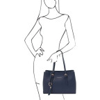 Темно-синя жіноча сумка з натуральної шкіри Tuscany Leather TL142037 Navy Blue - Фотографія № 101