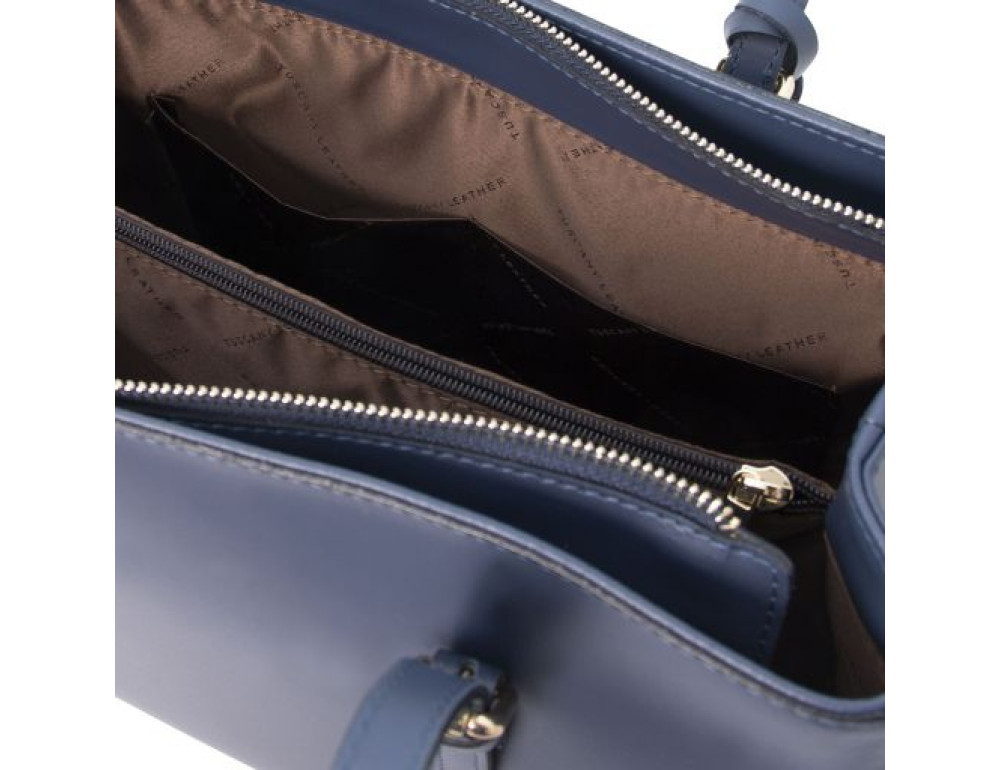 Темно-синя жіноча сумка з натуральної шкіри Tuscany Leather TL142037 Navy Blue - Фотографія № 5