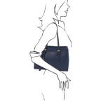 Темно-синя жіноча сумка з натуральної шкіри Tuscany Leather TL142037 Navy Blue - Фотографія № 105