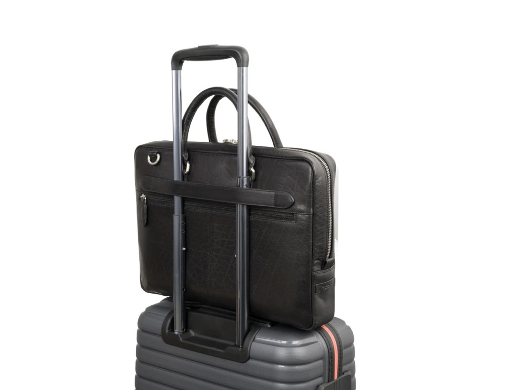 Тонка шкіряна сумка для ноутбука з RFID-захистом Visconti Slim Laptop Case ML50 Blk - Фотографія № 4