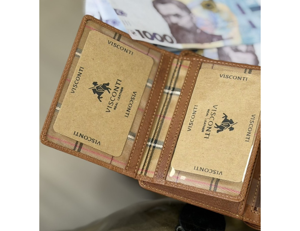 Коричневий гаманець чоловічий Visconti TSC44 TAN Lucca c RFID - Фотографія № 6
