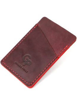 Винтажный кожаный картхолдер GRANDE PELLE 301161 бордовый