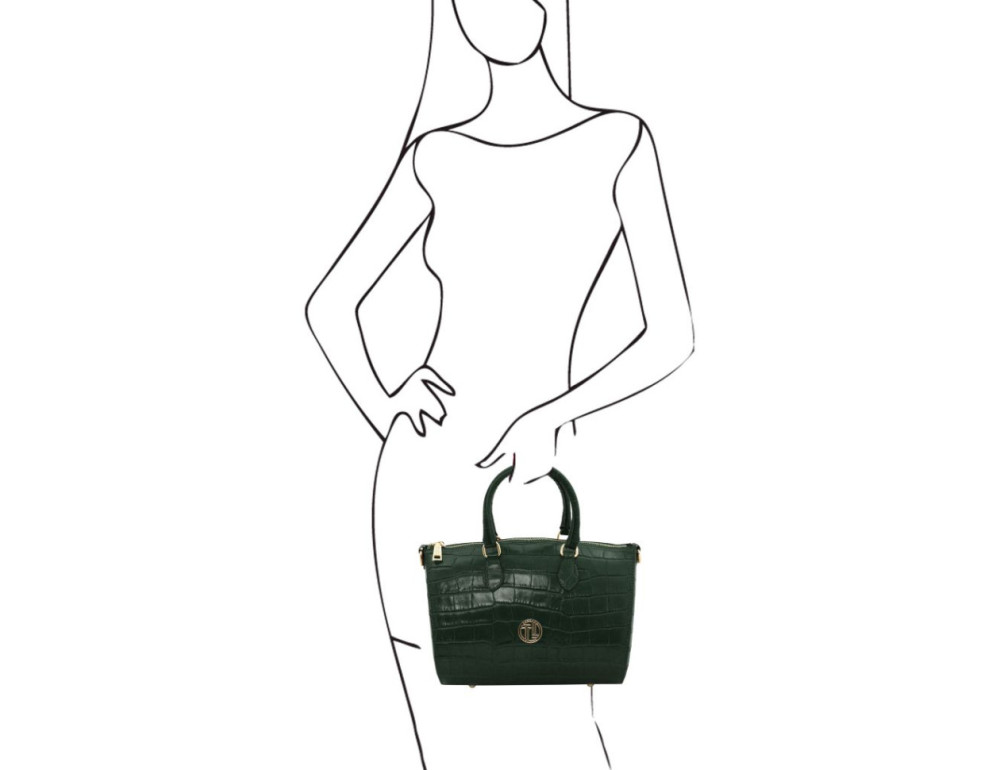Зелена сумка жіноча через плече Layla Croco від Tuscany TL142398 Forest Green - Фотографія № 2