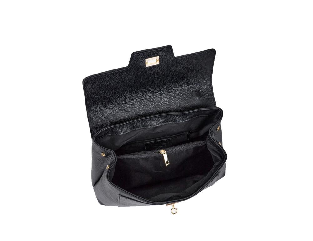 Жіноча шкіряна сумка через плече середнього розміру Virginia Conti VC04060Black (чорна, Італія) - Фотографія № 2