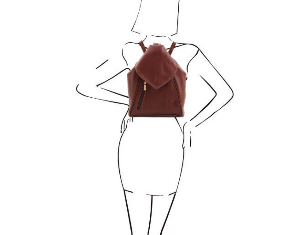 Жіночий рюкзак транфсормер із м'якої шкіри DELHI Tuscany Leather TL140962 Brown - Фотографія № 2