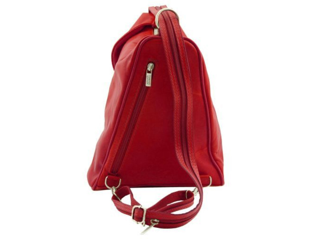 Жіночий рюкзак транфсормер із м'якої шкіри DELHI Tuscany Leather TL140962 Red - Фотографія № 4