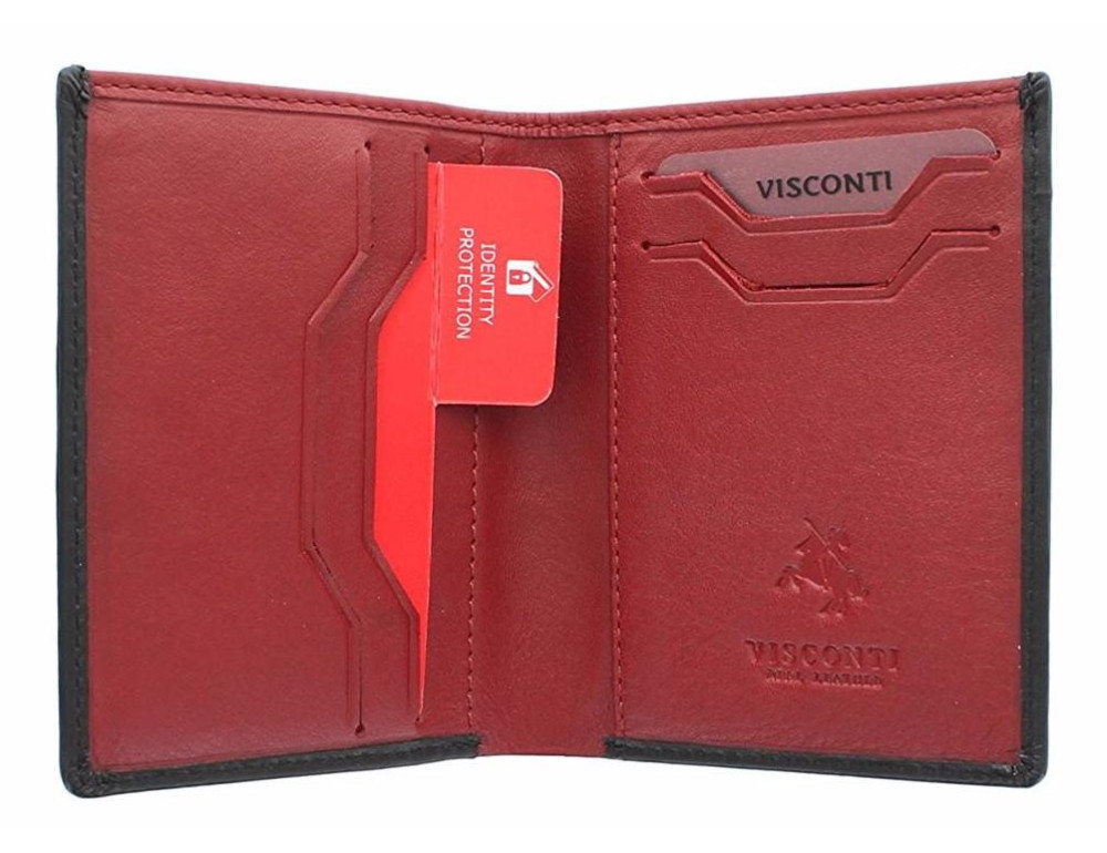 Чорний чоловічий шкіряний портмоне Visconti VSL26 BLK/RED Javelin c RFID - Фотографія № 6
