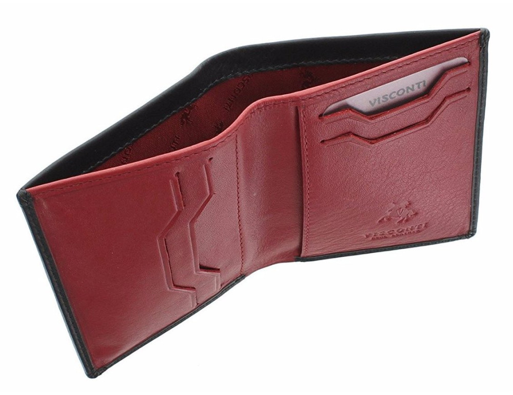 Чорний чоловічий шкіряний портмоне Visconti VSL26 BLK/RED Javelin c RFID - Фотографія № 7