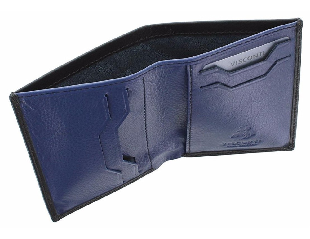 Маленький шкіряний портмоне Visconti VSL26 BK/CB Javelin c RFID (Black Cobalt) - Фотографія № 3