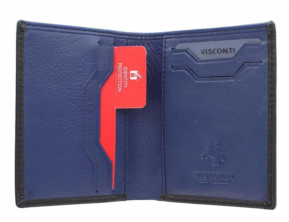 Маленький шкіряний портмоне Visconti VSL26 BK/CB Javelin c RFID (Black Cobalt) - Фотографія № 4