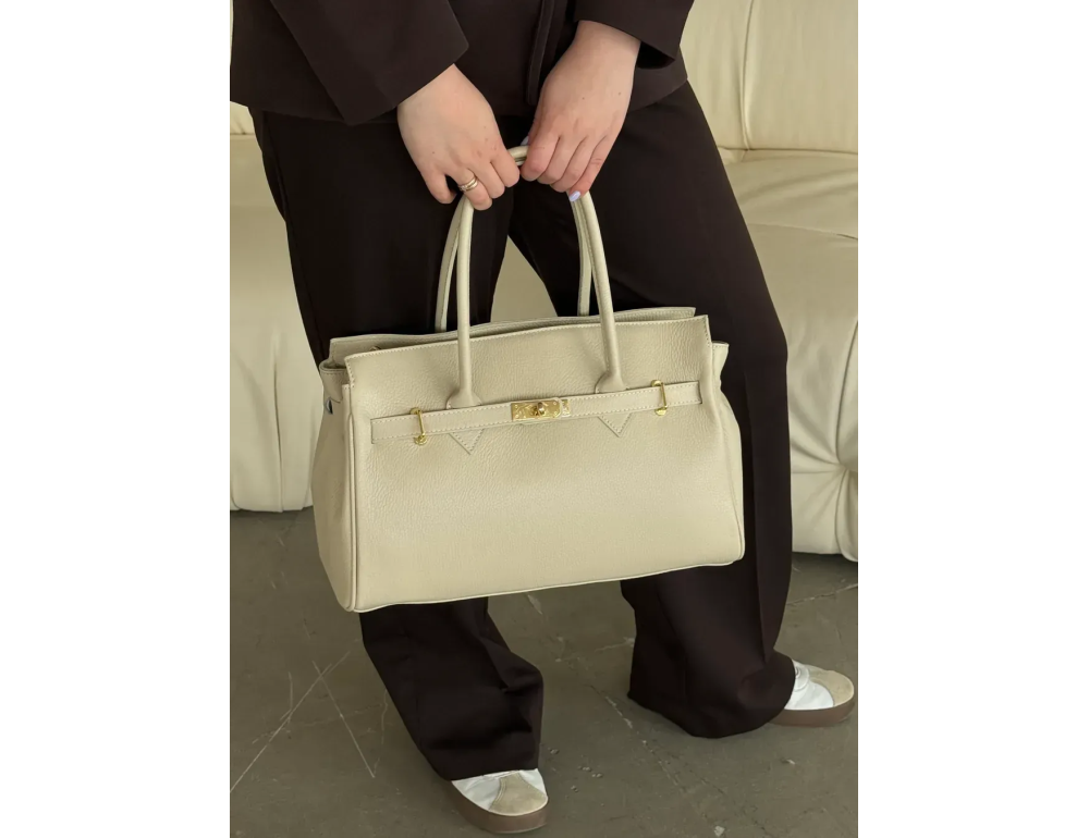 Сумка жіноча шкіряна тоут великого розміру Virginia Conti VC04020 Beige - Фотографія № 5