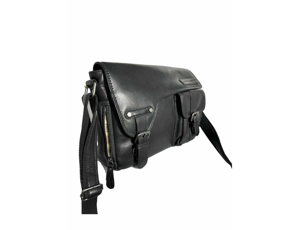 Чоловіча шкіряна сумка HILL BURRY 3174 Black - Фотографія № 4