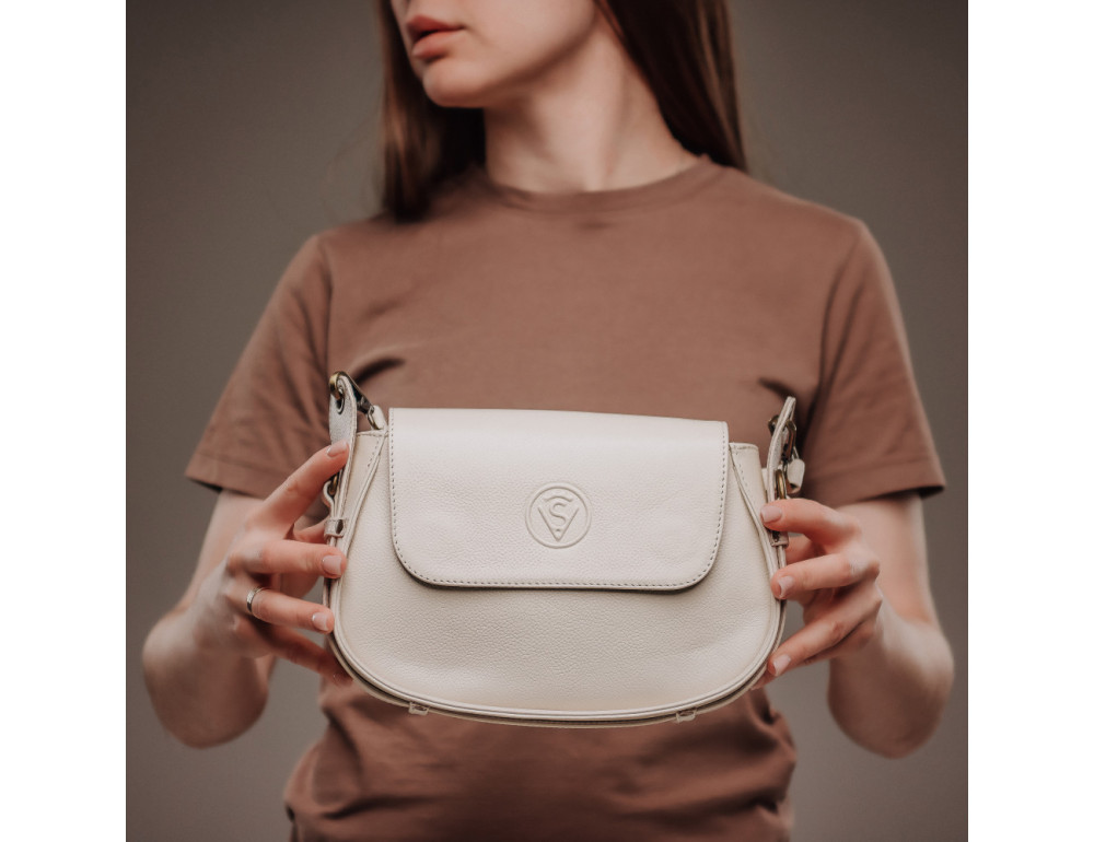 Сумка жіноча шкіряна крос-боді флотар Vittorio Safino VSL009F Beige - Фотографія № 2