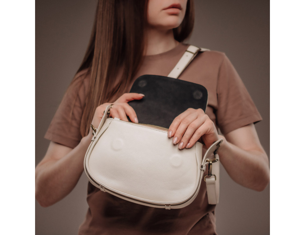 Сумка жіноча шкіряна крос-боді флотар Vittorio Safino VSL009F Beige - Фотографія № 6